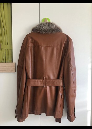 Taba Kürklü Deri Mont - Görsel 3
