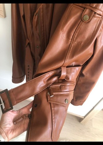 Taba Kürklü Deri Mont - Görsel 2