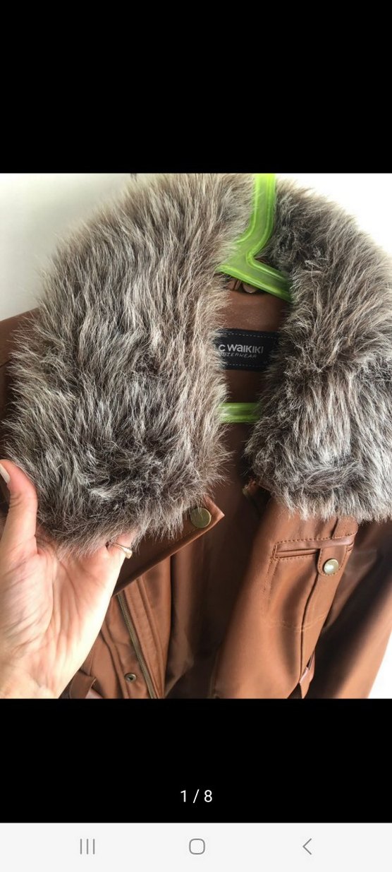 Taba Kürklü Deri Mont - Görsel 5