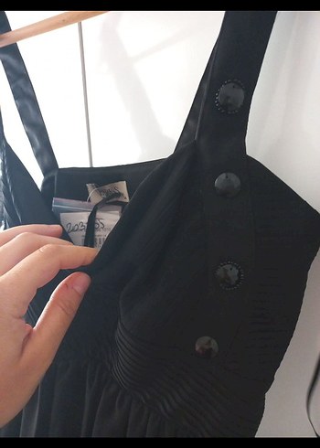 Uzun Siyah V Yaka Gotik Abiye Elbise - Görsel 3