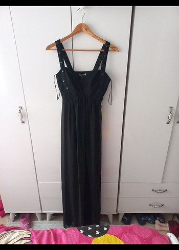 Uzun Siyah V Yaka Gotik Abiye Elbise - Görsel 2