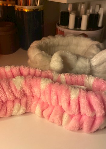 Accessorize Pembe ve Beyaz Peluş Elastik Saç Bantları