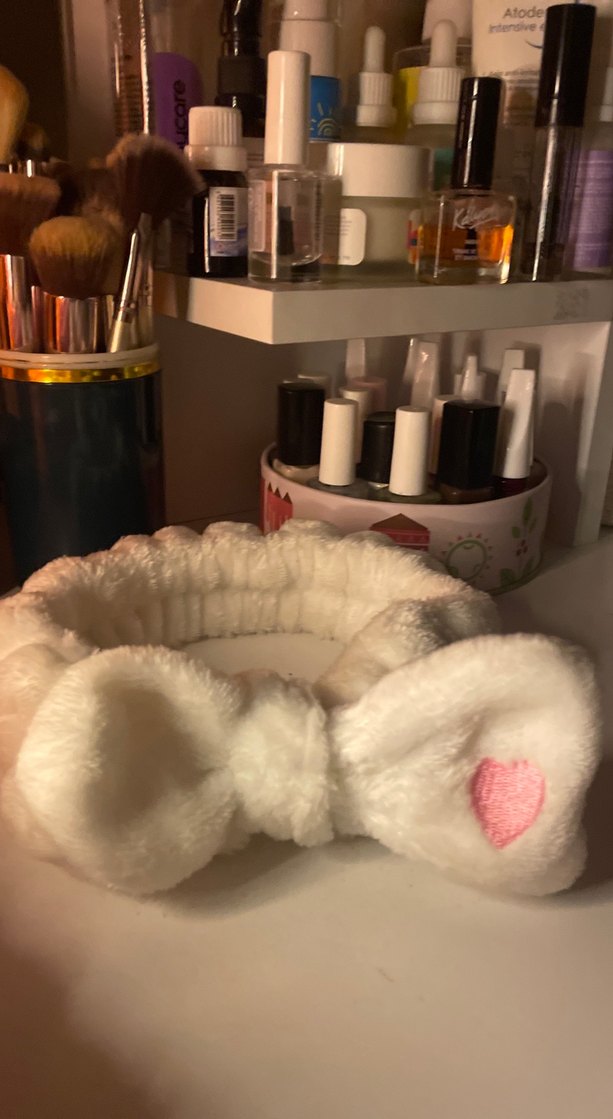 Pembe ve Beyaz Peluş Elastik Saç Bantları - Görsel 3