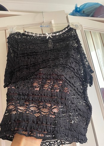 Dantel Detaylı Siyah Kadın Bluz - Görsel 3