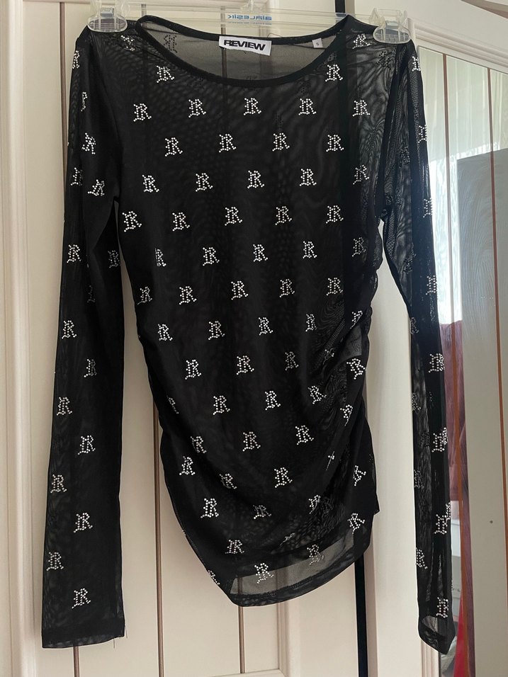 Taş işlemeli transparan bluz - Görsel 2