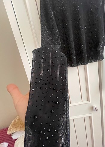 Transparan taş işlemeli bluz - Görsel 3