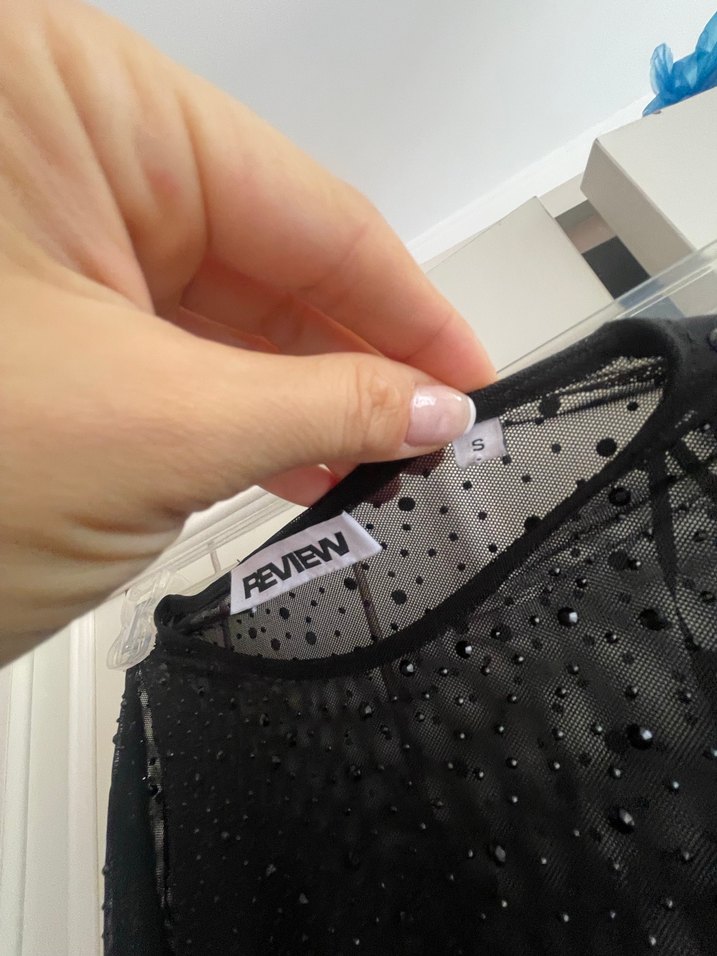 Transparan taş işlemeli bluz - Görsel 4