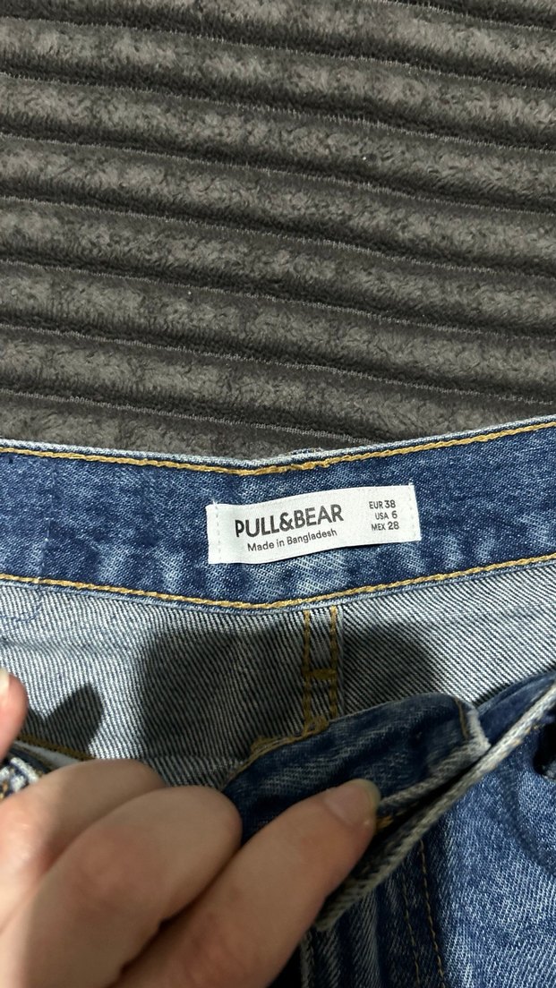 Kadın Gri Mavi Bağlamalı Salaş Mini Kot Şort - Görsel 3