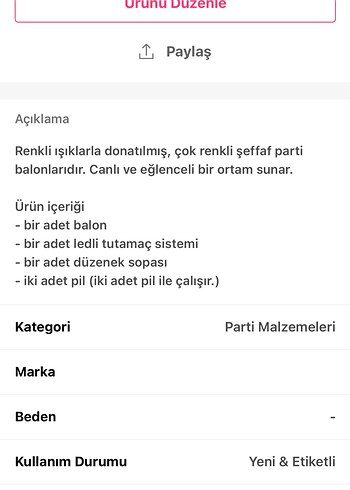 Renkli LED Işıklı Balonlar