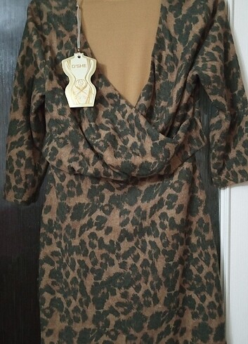 40 Beden Leopar kısa elbise