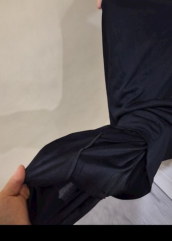 Siyah Drapeli Uzun lastikli kalem etek - Görsel 4