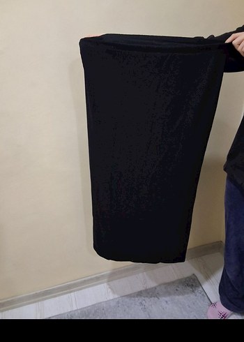 Siyah Drapeli Uzun lastikli kalem etek - Görsel 2