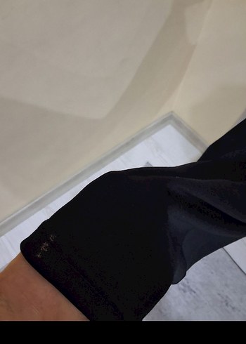 Siyah Drapeli Uzun lastikli kalem etek - Görsel 5