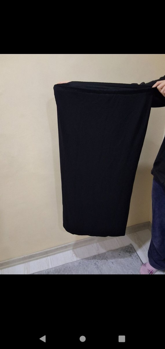 Siyah Drapeli Uzun lastikli kalem etek - Görsel 2