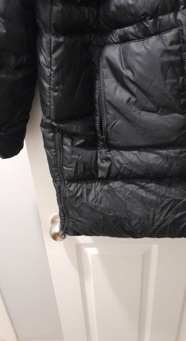 Kadın Siyah Midi Kışlık Fermuarlı Mont - Görsel 2