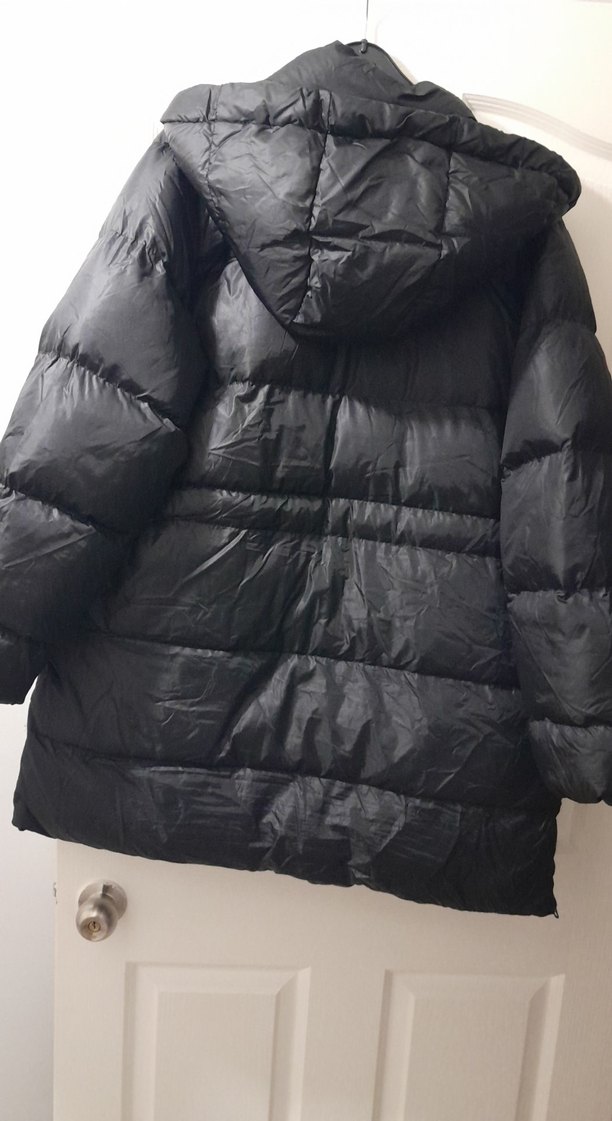 Kadın Siyah Midi Kışlık Fermuarlı Mont - Görsel 4