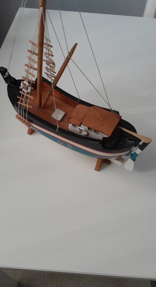 Ahşap Mavi Yelkenli Gemi Figürin - Görsel 2