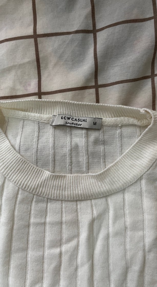 Kadın Beyaz Uzun Kollu Keten Kazak - Görsel 2