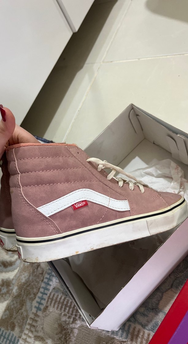 Pembe Süet Bağcıklı Stiletto Topuklu Kadın Spor Ayakkabı - Görsel 4