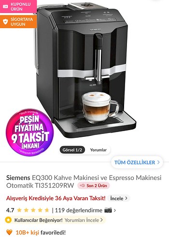 Siemens EQ.300 Siyah Kahve Makinesi - Görsel 11