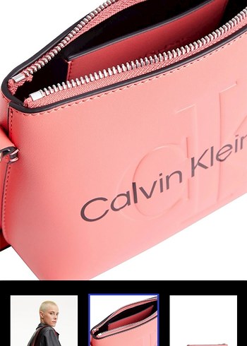  Beden pembe Renk Calvin Klein Pembe Deri Çapraz Çanta