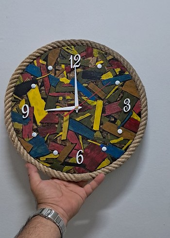 Tasarımcı Renkli, Halat Detaylı Duvar Saati