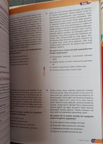 5. Sınıf Bal Türkçe Soru Bankası - Görsel 6