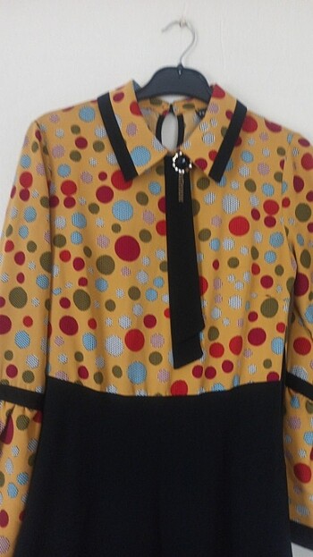 Tesettür elbise hardal sarısı rengi - Görsel 3