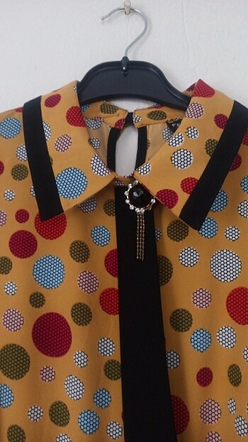 Tesettür elbise hardal sarısı rengi - Görsel 5