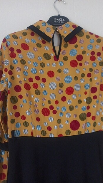 Tesettür elbise hardal sarısı rengi - Görsel 6