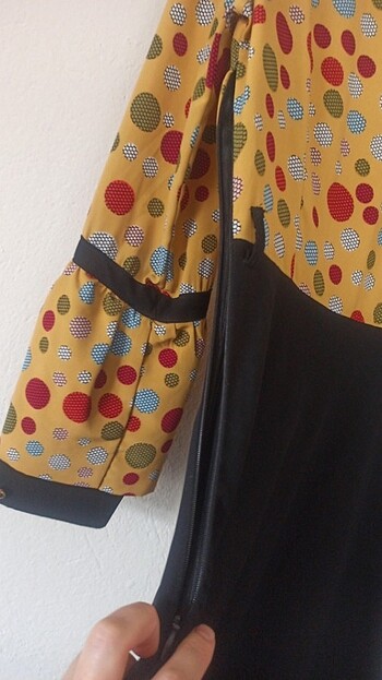 Tesettür elbise hardal sarısı rengi - Görsel 7