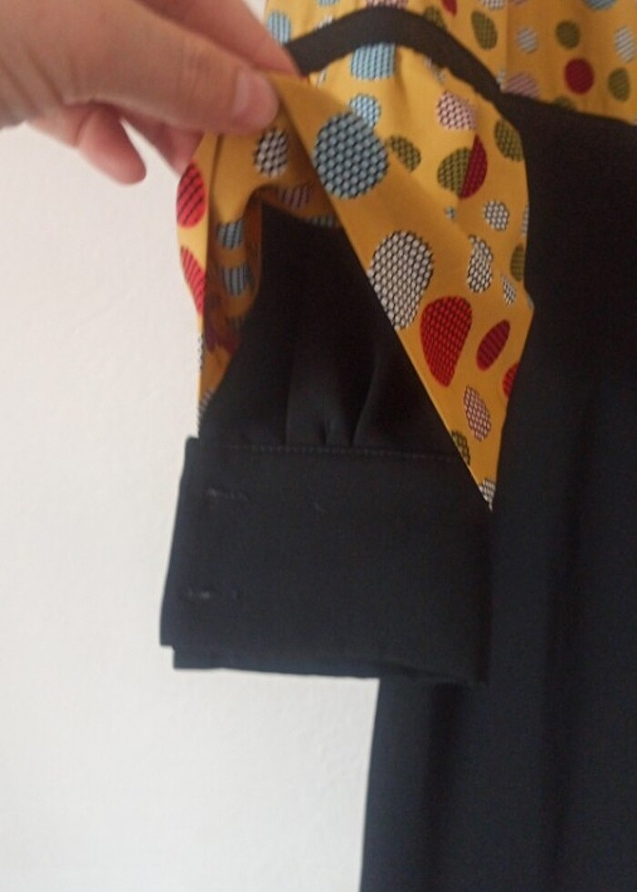 Tesettür elbise hardal sarısı rengi - Görsel 2