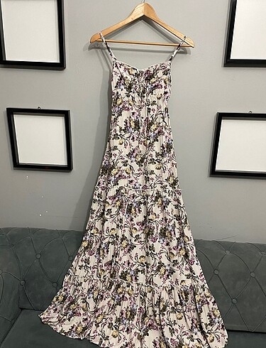 Bershka Günlük uzun çiçekli elbise