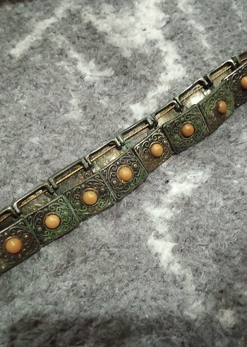 Bej Desenli Bohem Vintage Bileklik - Görsel 5