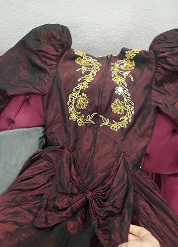 35 yıllık antika tafta karpuz kol elbise - Görsel 2