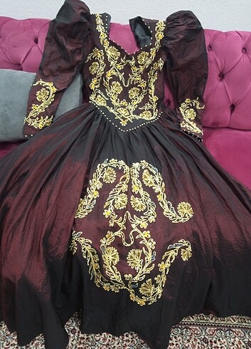 35 yıllık antika tafta karpuz kol elbise - Görsel 4