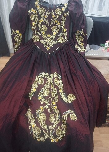 35 yıllık antika tafta karpuz kol elbise - Görsel 5