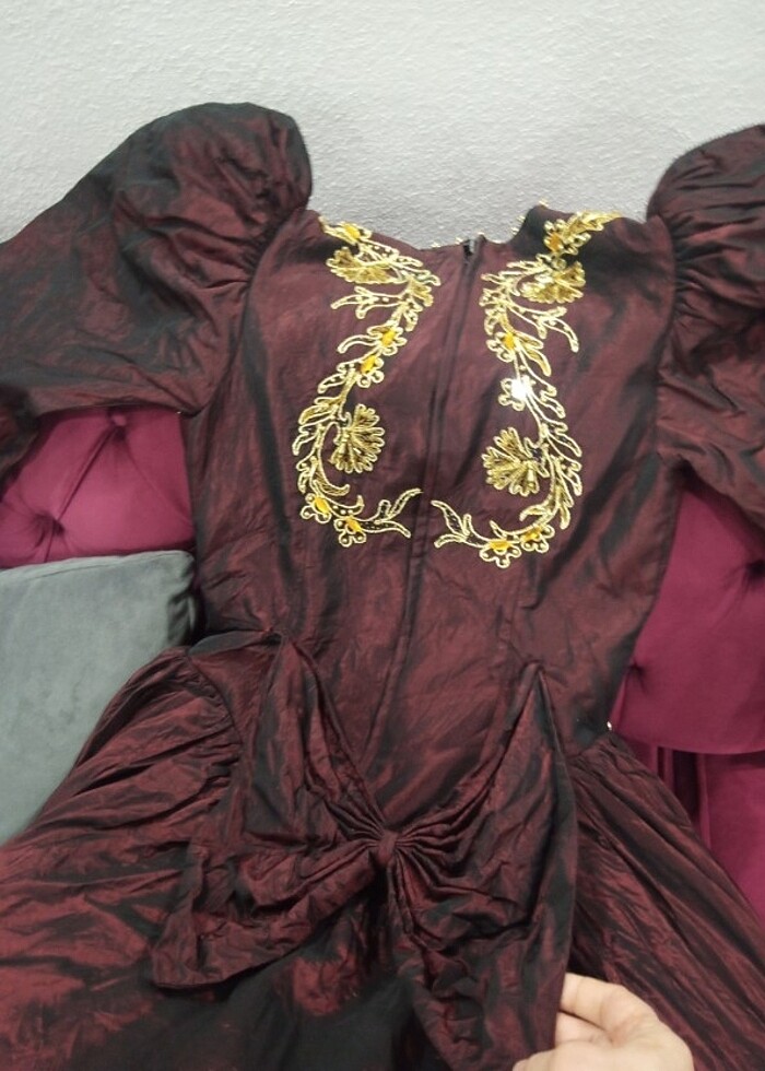 35 yıllık antika tafta karpuz kol elbise  - Görsel 2