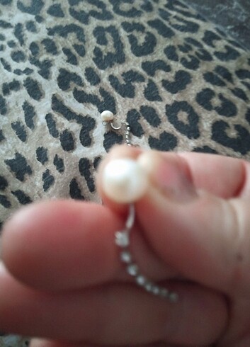 Gerçek İnci pirlanta taşlı küpe - Görsel 6