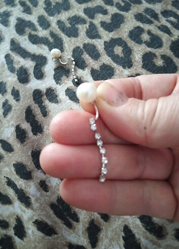 Gerçek İnci pirlanta taşlı küpe - Görsel 8