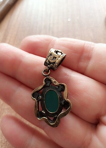 Antika gerçek taş bakır kolye ucu  - Görsel 5