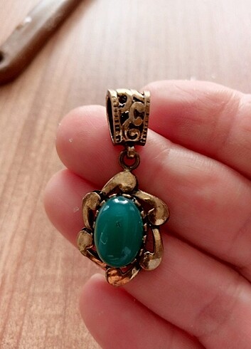 Antika gerçek taş bakır kolye ucu  - Görsel 6