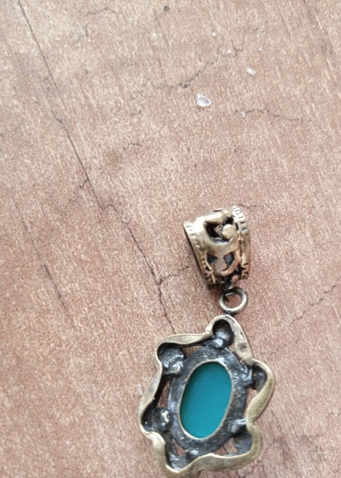 Antika gerçek taş bakır kolye ucu  - Görsel 2