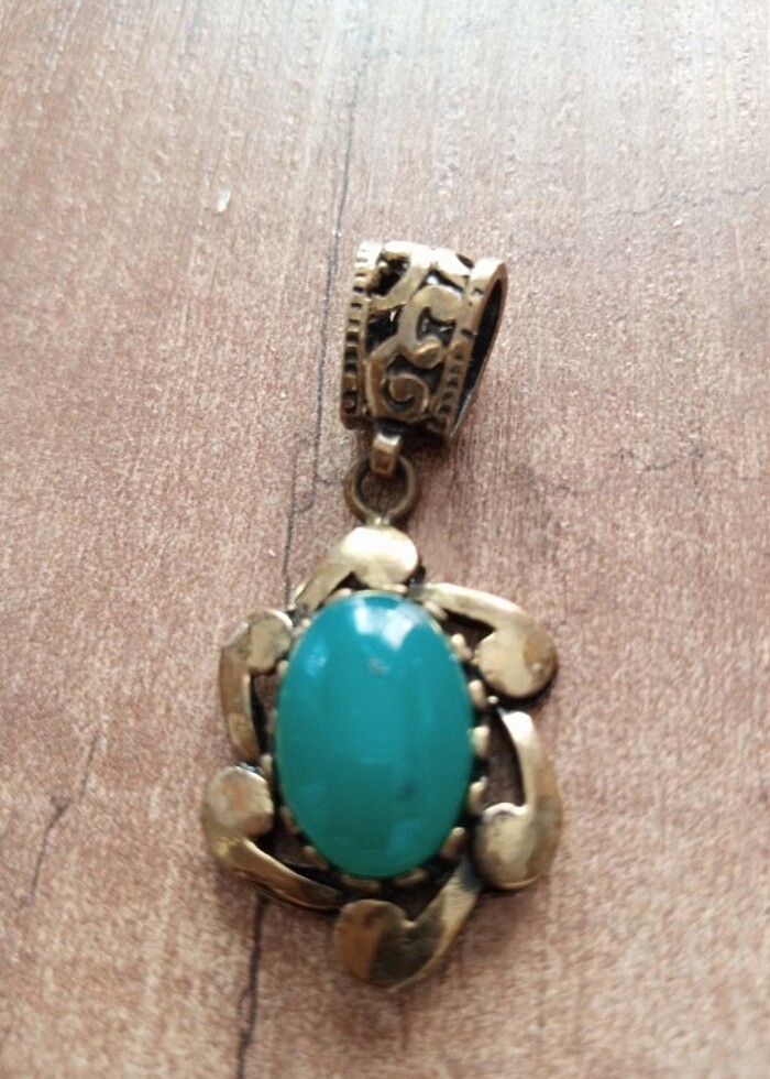 Antika gerçek taş bakır kolye ucu  - Görsel 4