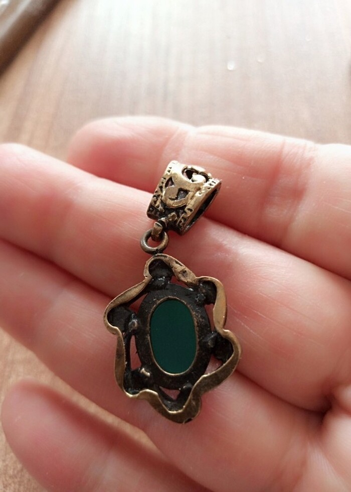 Antika gerçek taş bakır kolye ucu  - Görsel 5