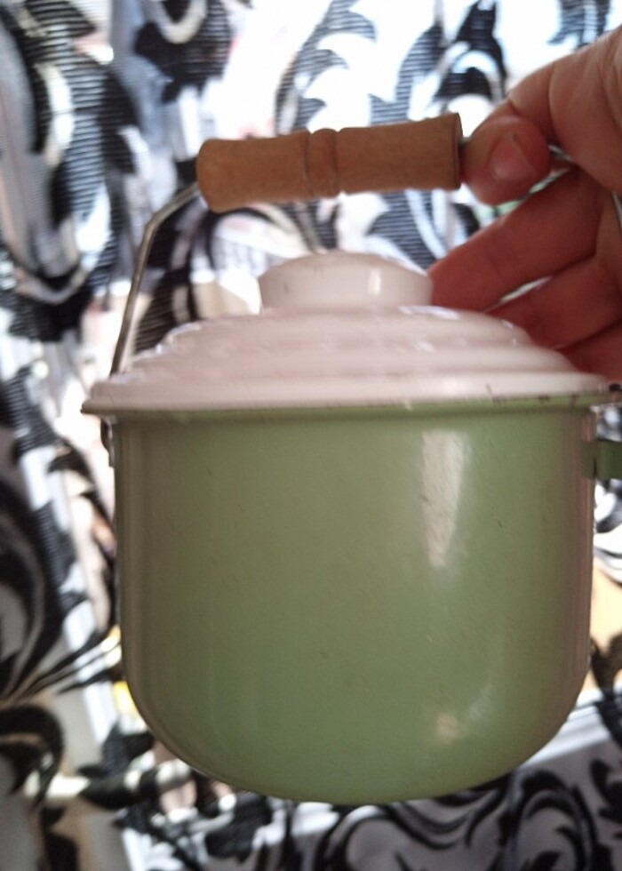 Antika emaye çinko mini bakraç  - Görsel 2