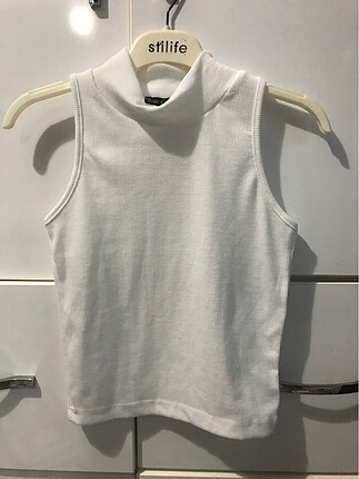 Halter triko kolsuz beyaz