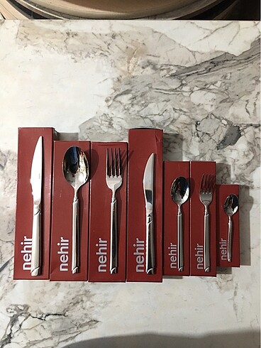 Beden gri Renk NEHİR Paris 42 Parça 6 Kişilik Kaşık Çatal Bıçak Takımı 18/10 Pa