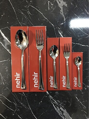 Beden gri Renk NEHİR Maksi 30 Parça 6 Kişilik Kaşık Çatal Takımı 18/10 Paslanma