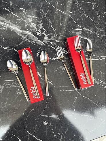 NEHİR Dalyan 12 Parça 6 Kişilik Tatlı Kaşık Çatal Takımı 18/10 P